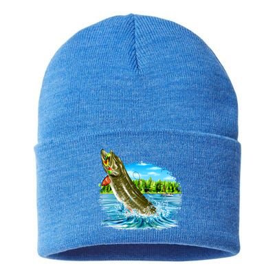 Wildlife - Fishing Muskie Fish Portrait Sustainable Knit Beanie