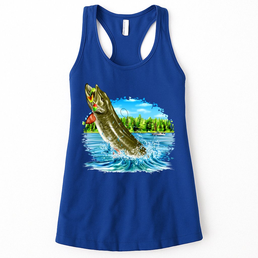 Wildlife - Fishing Muskie Fish Portrait Womens Tank Top