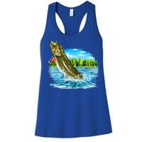 Wildlife - Fishing Muskie Fish Portrait Women's Racerback Tank