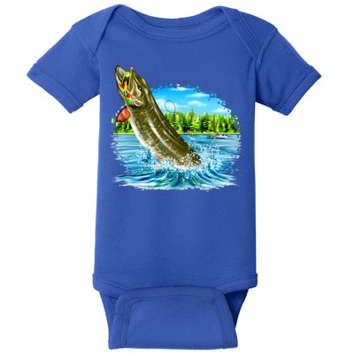 Wildlife - Fishing Muskie Fish Portrait Baby Bodysuit