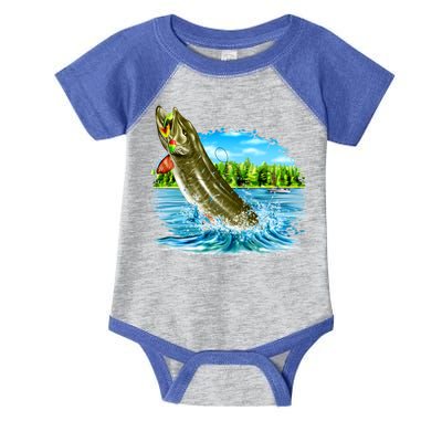 Wildlife - Fishing Muskie Fish Portrait Infant Baby Jersey Bodysuit