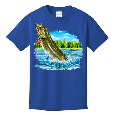 Wildlife - Fishing Muskie Fish Portrait Kids T-Shirt