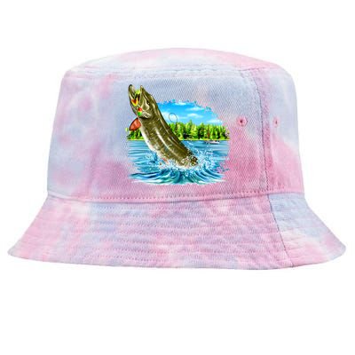 Wildlife - Fishing Muskie Fish Portrait Tie-Dyed Bucket Hat