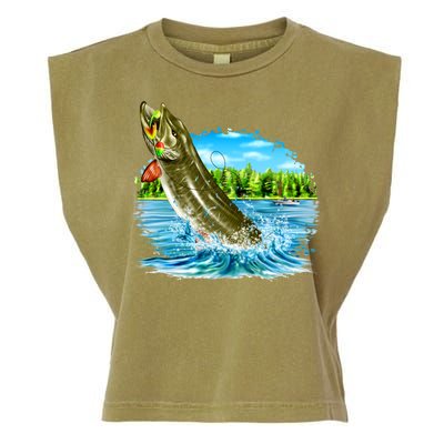 Wildlife - Fishing Muskie Fish Portrait Garment-Dyed Women's Muscle Tee