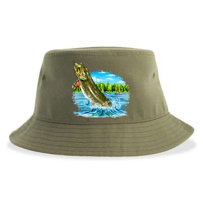 Wildlife - Fishing Muskie Fish Portrait Sustainable Bucket Hat