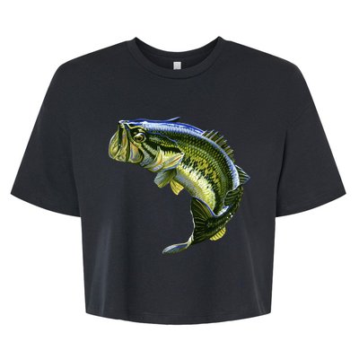 Wildlife - Large Mouth Bass Jumping Bella+Canvas Jersey Crop Tee