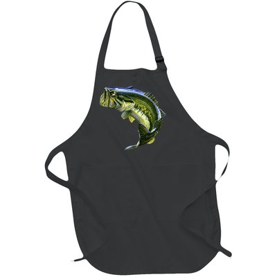 Wildlife - Large Mouth Bass Jumping Full-Length Apron With Pockets