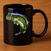 Wildlife - Large Mouth Bass Jumping 11oz C Handle Ceramic Mug
