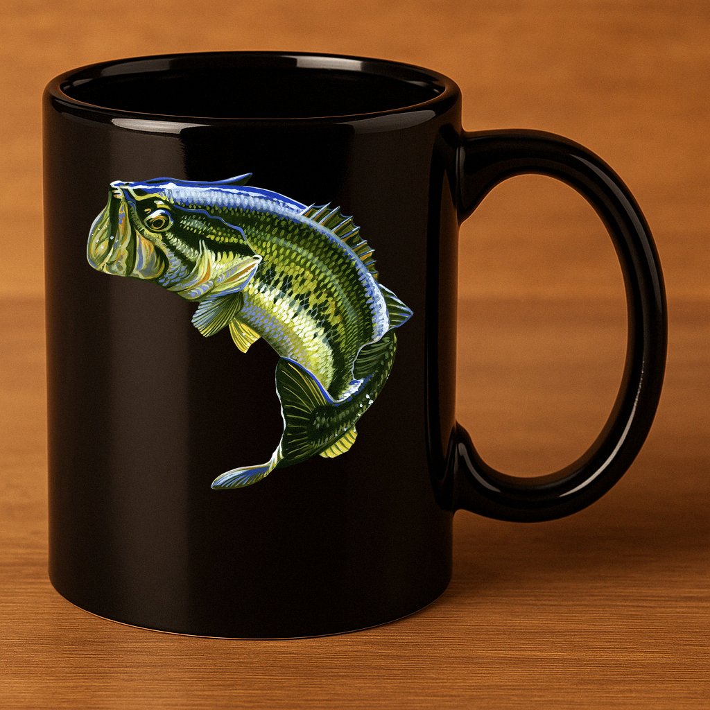 Wildlife - Large Mouth Bass Jumping 11oz C Handle Ceramic Mug