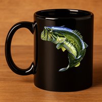 Wildlife - Large Mouth Bass Jumping 11oz C Handle Ceramic Mug