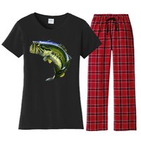 Wildlife - Large Mouth Bass Jumping Women's Flannel Pajama Set