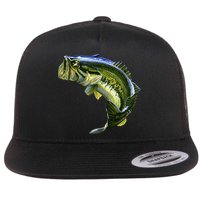 Wildlife - Large Mouth Bass Jumping Flat Bill Trucker Hat