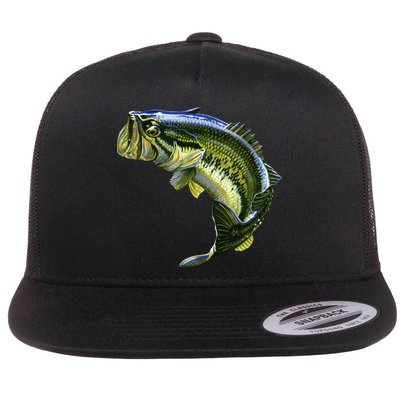 Wildlife - Large Mouth Bass Jumping Flat Bill Trucker Hat