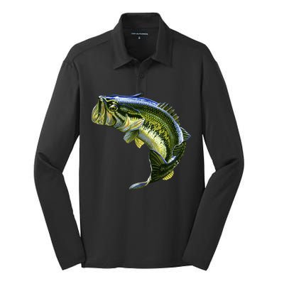 Wildlife - Large Mouth Bass Jumping Silk Touch Performance Long Sleeve Polo