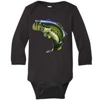 Wildlife - Large Mouth Bass Jumping Baby Long Sleeve Bodysuit