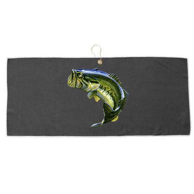 Wildlife - Large Mouth Bass Jumping Large Microfiber Waffle Golf Towel