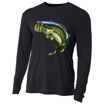 Wildlife - Large Mouth Bass Jumping Cooling Performance Long Sleeve Crew