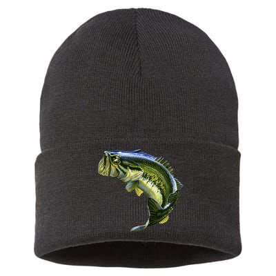 Wildlife - Large Mouth Bass Jumping Sustainable Knit Beanie