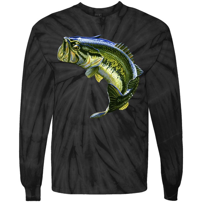 Wildlife - Large Mouth Bass Jumping Tie-Dye Long Sleeve Shirt