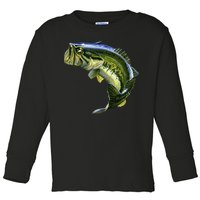 Wildlife - Large Mouth Bass Jumping Toddler Long Sleeve Shirt