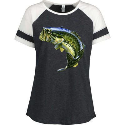 Wildlife - Large Mouth Bass Jumping Enza Ladies Jersey Colorblock Tee