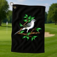 Wildlife - Mockingbird Posing Portrait Golf Towel