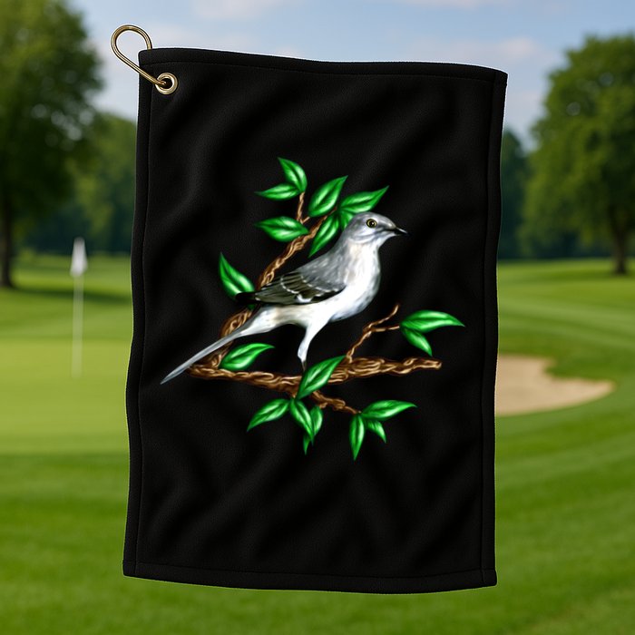 Wildlife - Mockingbird Posing Portrait Golf Towel