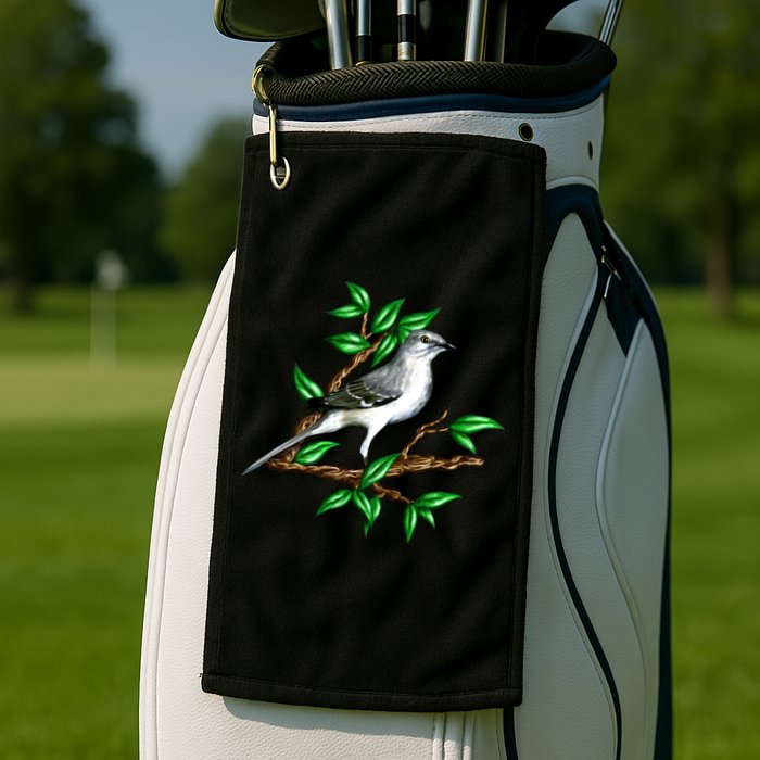 Wildlife - Mockingbird Posing Portrait Golf Towel