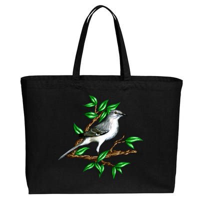 Wildlife - Mockingbird Posing Portrait Cotton Canvas Jumbo Tote