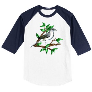 Wildlife - Mockingbird Posing Portrait Baseball Sleeve Shirt