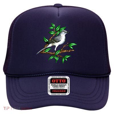 Wildlife - Mockingbird Posing Portrait High Crown Mesh Back Trucker Hat