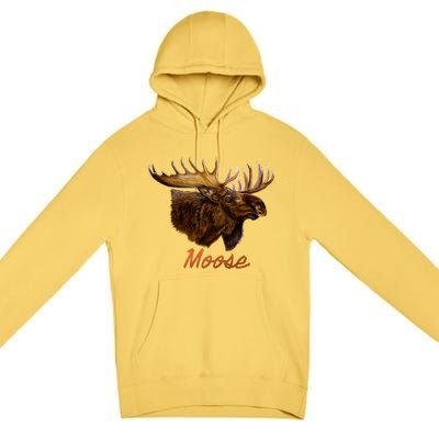 Wildlife - Moose Head Portrait Premium Pullover Hoodie