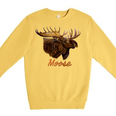 Wildlife - Moose Head Portrait Premium Crewneck Sweatshirt