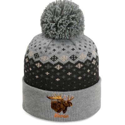 Wildlife - Moose Head Portrait The Baniff Cuffed Pom Beanie