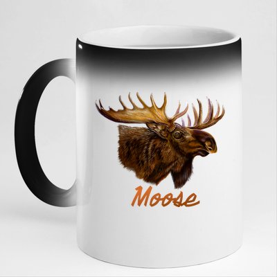 Wildlife - Moose Head Portrait 11oz Black Color Changing Mug