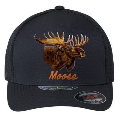 Wildlife - Moose Head Portrait Flexfit Unipanel Trucker Cap