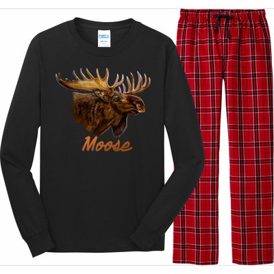 Wildlife - Moose Head Portrait Long Sleeve Pajama Set