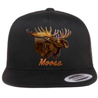 Wildlife - Moose Head Portrait Flat Bill Trucker Hat