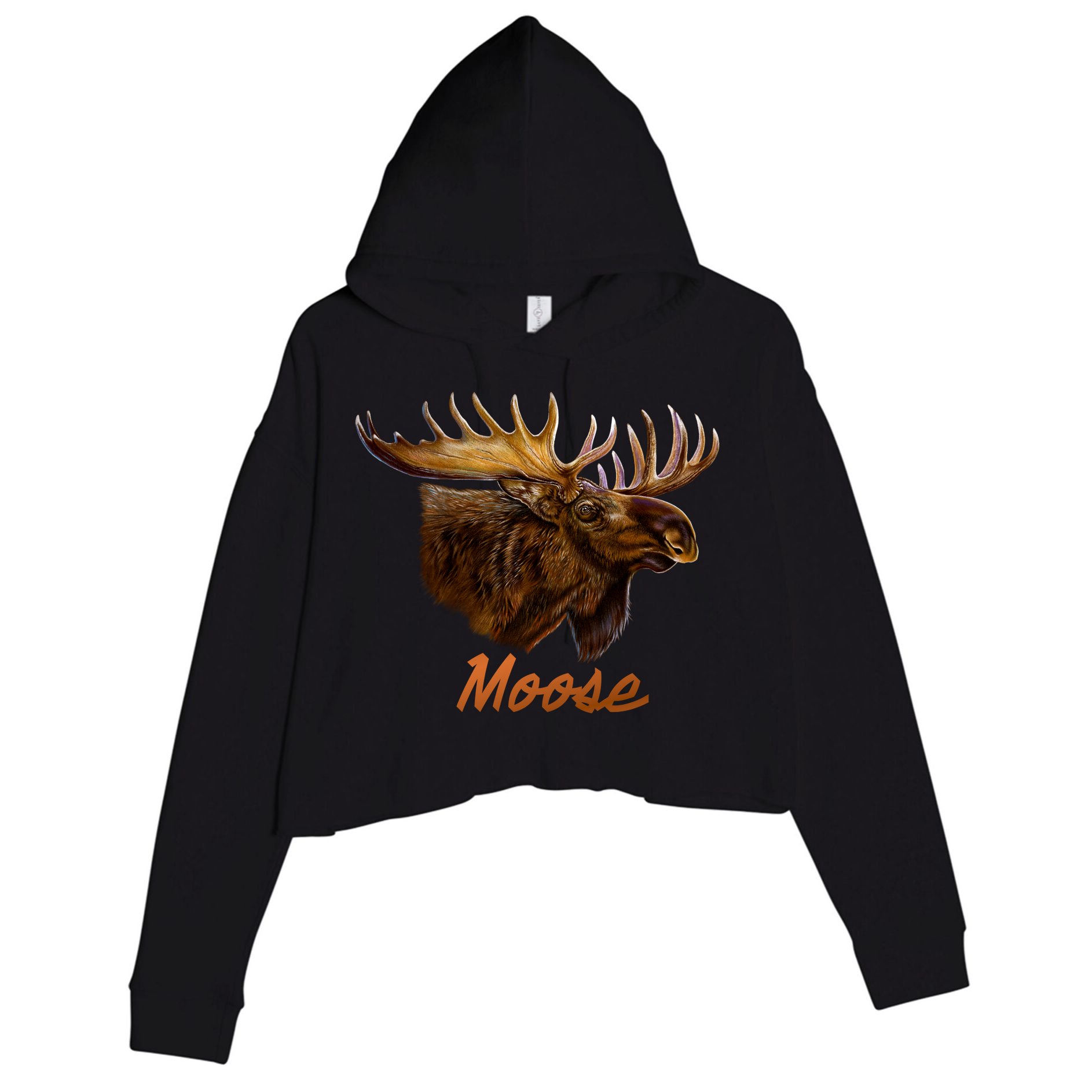 Wildlife - Moose Head Portrait Crop Fleece Hoodie