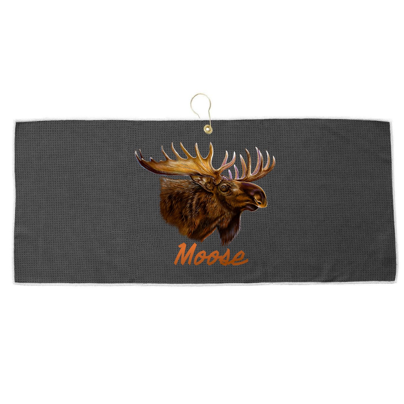 Wildlife - Moose Head Portrait Large Microfiber Waffle Golf Towel