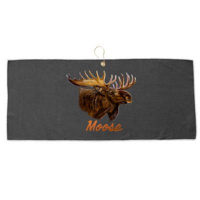 Wildlife - Moose Head Portrait Large Microfiber Waffle Golf Towel