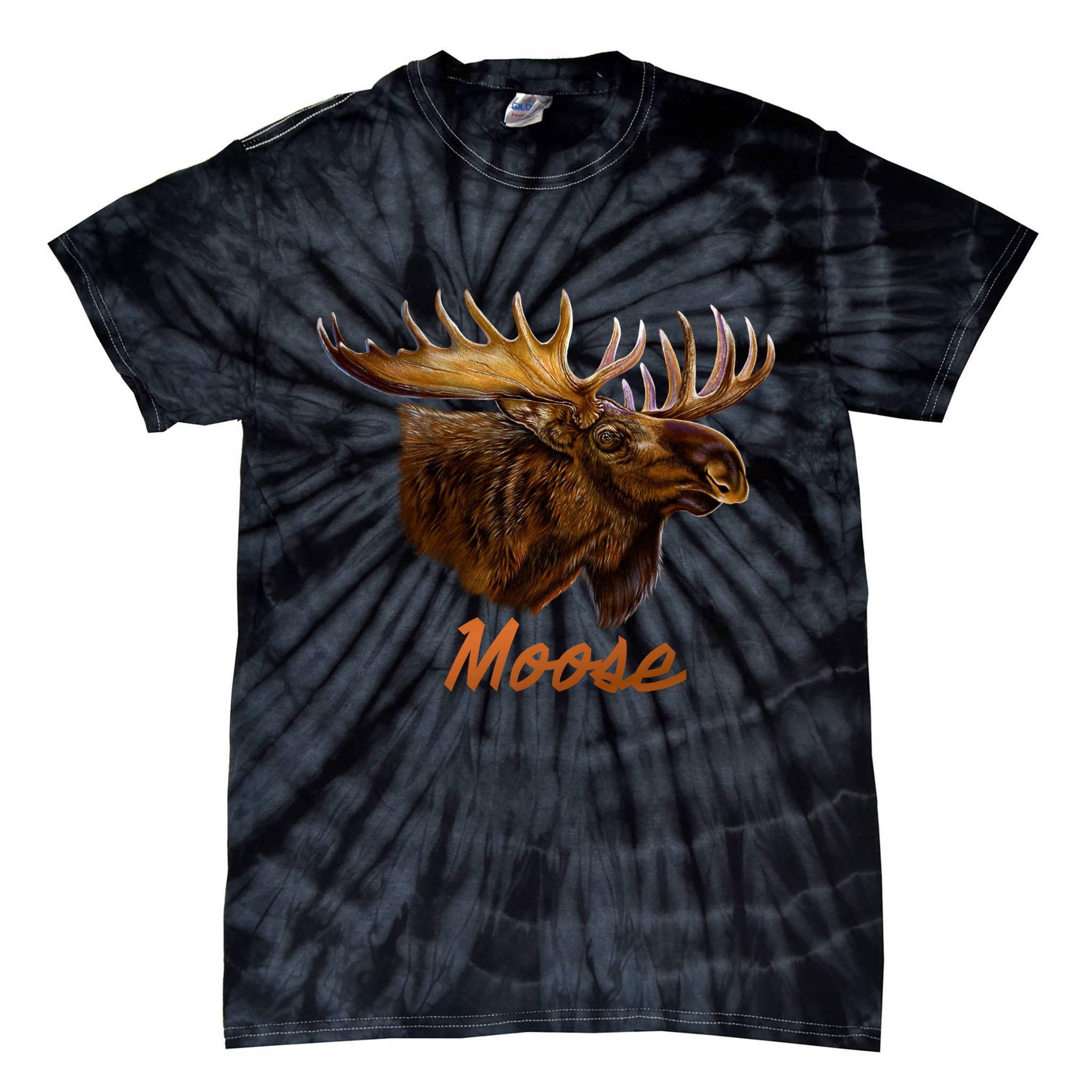 Wildlife - Moose Head Portrait Tie-Dye T-Shirt