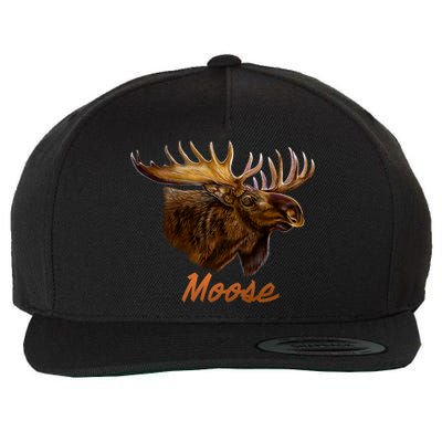 Wildlife - Moose Head Portrait Wool Snapback Cap