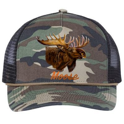 Wildlife - Moose Head Portrait Retro Rope Trucker Hat Cap