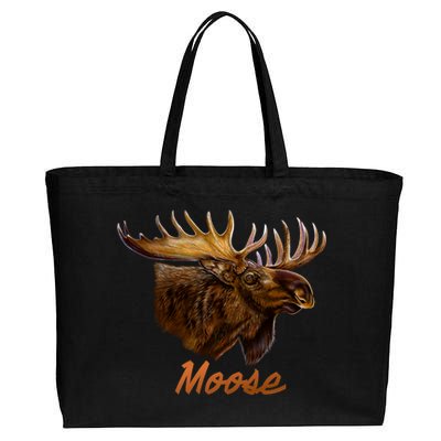 Wildlife - Moose Head Portrait Cotton Canvas Jumbo Tote