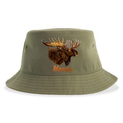 Wildlife - Moose Head Portrait Sustainable Bucket Hat