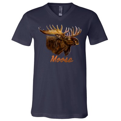 Wildlife - Moose Head Portrait V-Neck T-Shirt