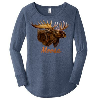 Wildlife - Moose Head Portrait Women's Perfect Tri Tunic Long Sleeve Shirt