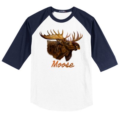 Wildlife - Moose Head Portrait Baseball Sleeve Shirt