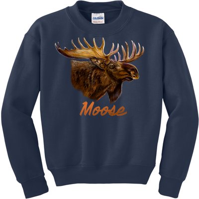 Wildlife - Moose Head Portrait Kids Sweatshirt